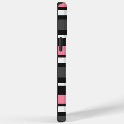 Maßgeschneiderte schwarz-rosa-graue Streifen Case-Mate iPhone Hülle (Rückseite / Rechts)