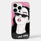 Maßgeschneiderte Schwarz-Rosa-Moderne Girl Graphic Case-Mate iPhone Hülle (Rückseite)