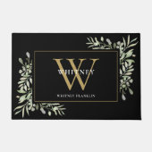 Maßgeschneiderte Schwarz- und Gold Monogramm-Grünp Fußmatte (Vorderseite)