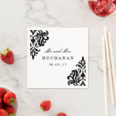 Maßgeschneiderte Schwarz-Weiß-Damaskus Napkin Serviette (Beispiel)