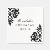 Maßgeschneiderte Schwarz-Weiß-Damaskus Napkin Serviette (Vorderseite)