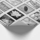 Maßgeschneiderte Schwarz-Weiß-FotoCollage Geschenkpapier (Ecke)