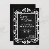 Maßgeschneiderte Schwarz/Weiß-Hochzeit Save The Date (Vorne/Hinten)