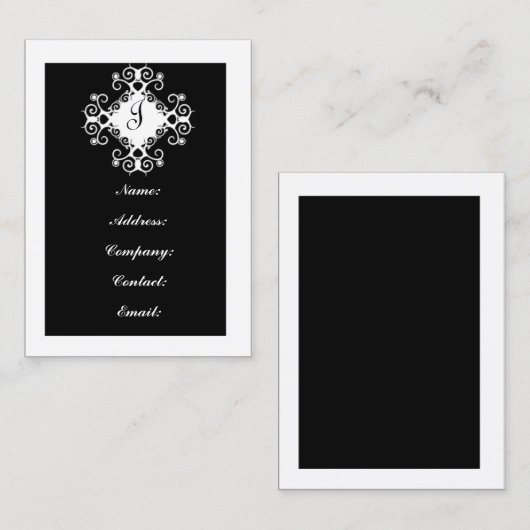 Maßgeschneiderte Schwarz/Weiß-Monogramm-Visitenkar Visitenkarte (Vorne/Hinten)