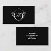 Maßgeschneiderte Schwarz/Weiß-Monogramm-Visitenkar Visitenkarte (Vorne/Hinten)
