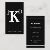 Maßgeschneiderte Schwarz/Weiß-Monogramm-Visitenkar Visitenkarte (Vorne/Hinten)