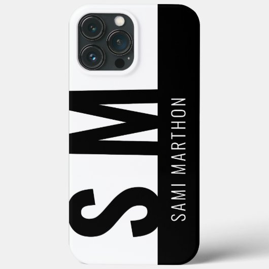 Maßgeschneiderte Schwarz/Weiß-Sauberkeit Mit Monog Case-Mate iPhone Hülle (Rückseite)