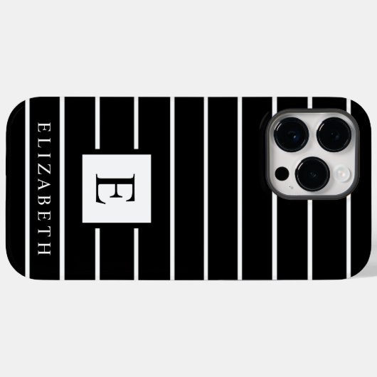 Maßgeschneiderte Schwarz-Weiß-Streifen Case-Mate iPhone Hülle (Rückseite (Horizontal))