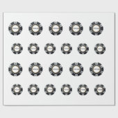 Maßgeschneiderte Schwarz-weiße Poker-Chips Geschenkpapier (Flach)