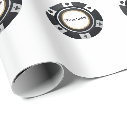 Maßgeschneiderte Schwarz-weiße Poker-Chips Geschenkpapier (Rolleneckpunkt)
