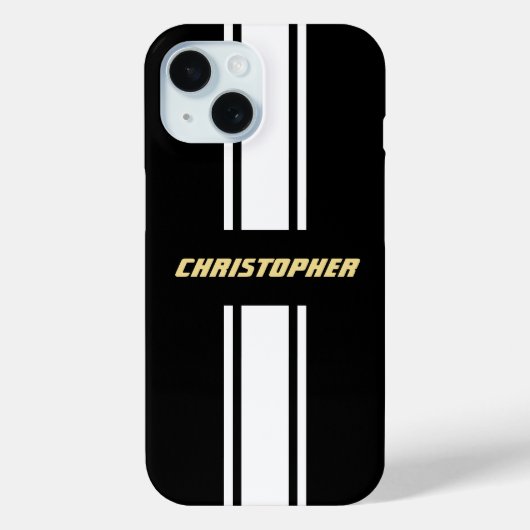 Maßgeschneiderte Schwarz-weiße Streifen Gold Mit M Case-Mate iPhone Hülle (Rückseite)