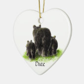 Maßgeschneiderte schwarze Bärenfamilie Keramik Ornament (Links)