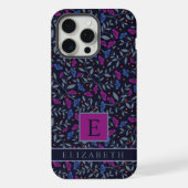 Maßgeschneiderte Schwarze Blütendarm Lila Blue Blu iPhone Hülle (Rückseite)