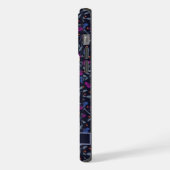 Maßgeschneiderte Schwarze Blütendarm Lila Blue Blu iPhone Hülle (Linke Seite)