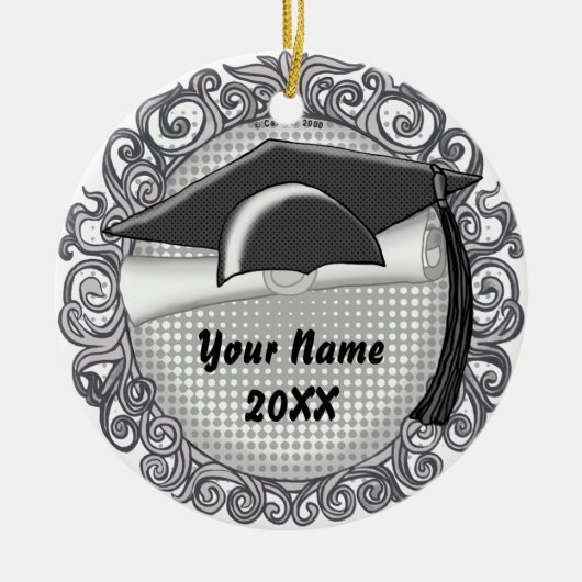 Maßgeschneiderte Schwarze Graduation Cap Keramik Ornament (Vorne)