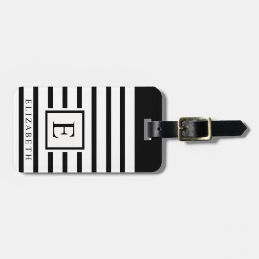 Maßgeschneiderte, schwarze hintergrundweiße Streif Gepäckanhänger (Vorderseite horizontal)