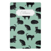 Maßgeschneiderte schwarze Katzen Nahtloses Muster Mini Klemmbrett (Rückseite)