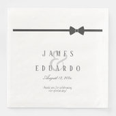 Maßgeschneiderte Schwarze Krawatte Hochzeit Danke, Serviette (Vorderseite)