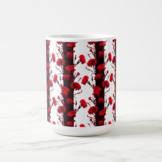 Maßgeschneiderte schwarze Rot-Blumen-Carnation-Str Kaffeetasse (Mittel)