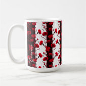 Maßgeschneiderte schwarze Rot-Blumen-Carnation-Str Kaffeetasse (Links)