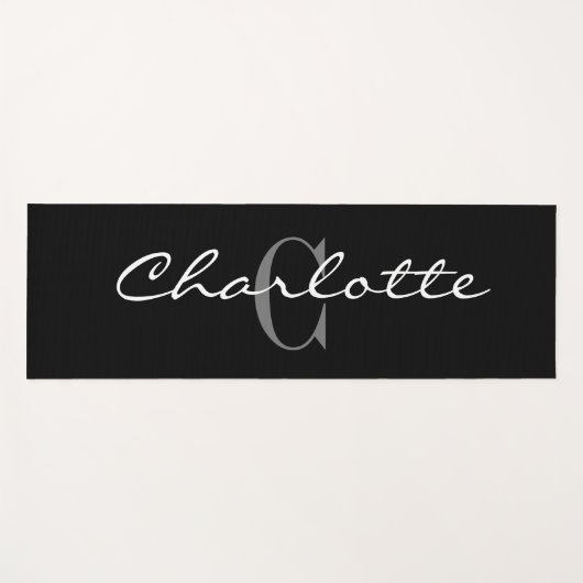 Maßgeschneiderte, schwarze Yogamat auf Monogramm f Yogamatte (Vorderseite (Horizontal))