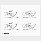 Maßgeschneiderte Schwarzweiß-Hochzeitsticker Rechteckiger Aufkleber (Blatt)