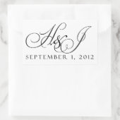 Maßgeschneiderte Schwarzweiß-Hochzeitsticker Rechteckiger Aufkleber (Tasche)
