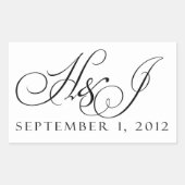 Maßgeschneiderte Schwarzweiß-Hochzeitsticker Rechteckiger Aufkleber (Vorderseite)