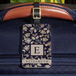 Maßgeschneiderte Schwarzweißblütengraue Blume Gepäckanhänger