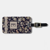 Maßgeschneiderte Schwarzweißblütengraue Blume Gepäckanhänger (Vorderseite horizontal)