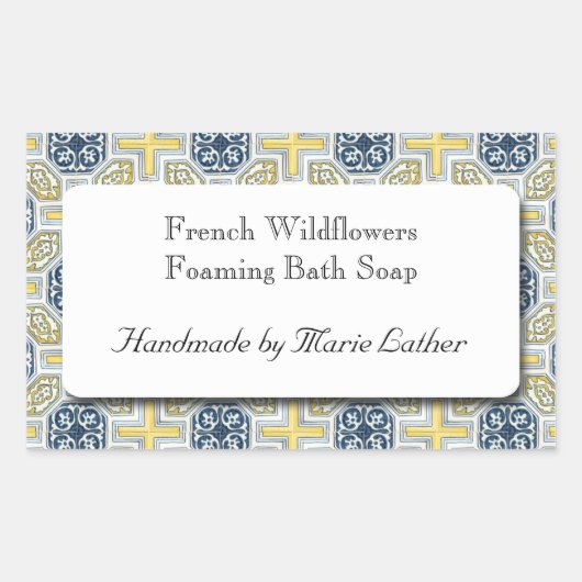 Maßgeschneiderte Seife oder Floß Gelbe blaue Imita Rechteckiger Aufkleber (Vorderseite)
