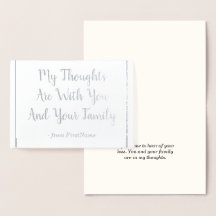 Maßgeschneiderte Silver Foil Beileid Card