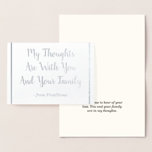 Maßgeschneiderte Silver Foil Beileid Card Folienkarte (Anzeige)