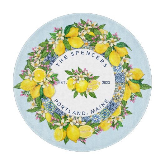 Maßgeschneiderte sizilianische Majolica Tiles Flor Schneidebrett (Vorderseite)