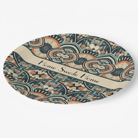 Maßgeschneiderte skandinavische Kunst-Déco Pappteller (Schrägansicht)