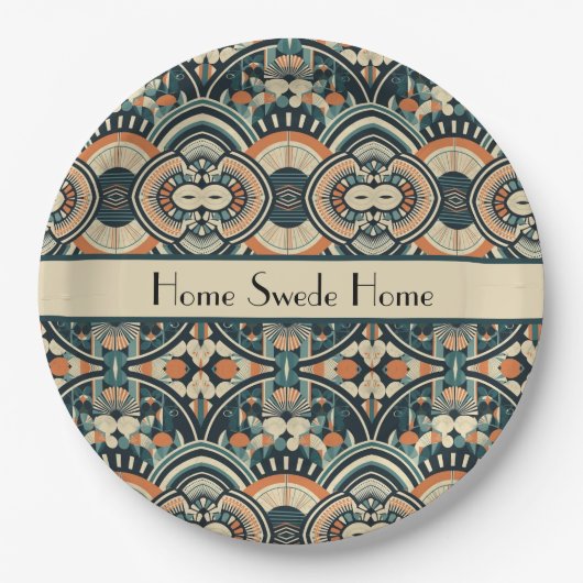 Maßgeschneiderte skandinavische Kunst-Déco Pappteller (Vorderseite)