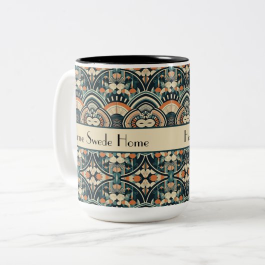 Maßgeschneiderte skandinavische Kunst-Déco Zweifarbige Tasse (Vorderseite Links)