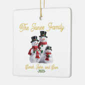 Maßgeschneiderte Snowman-Familienschmuck Keramikornament (Links)