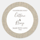 Maßgeschneiderte Soap Label Floral Pattern Burlap Runder Aufkleber (Vorderseite)