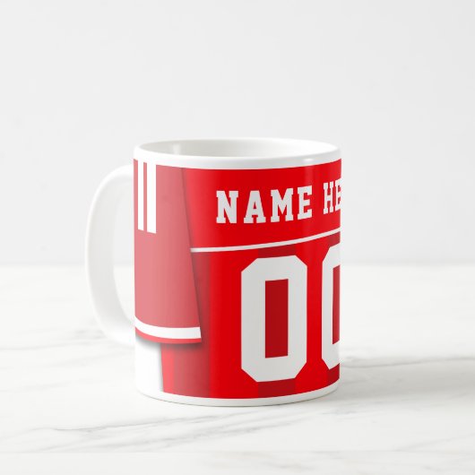 Maßgeschneiderte Soccer Footy Jersey Tasse, Red Kaffeetasse (Vorderseite Links)