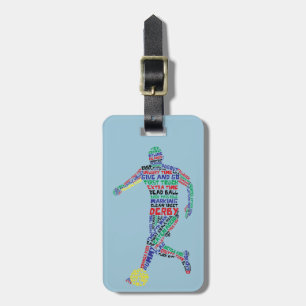 Maßgeschneiderte Soccer Player Typografie-Gepäckma Gepäckanhänger