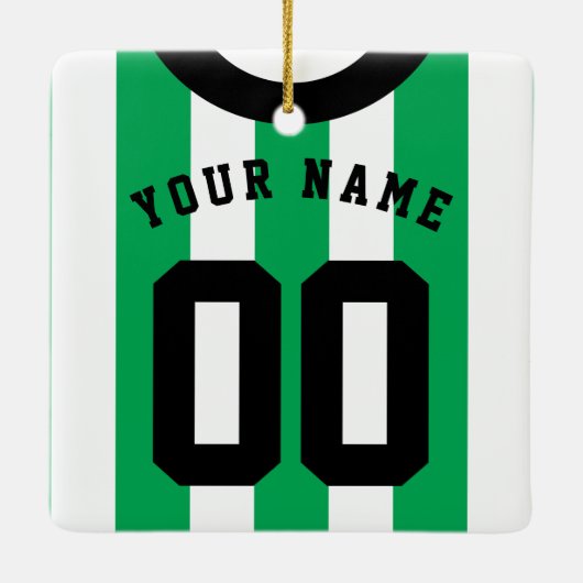 Maßgeschneiderte Soccer Rugby Jersey-Ornament-Vorl Keramikornament (Rückseite)