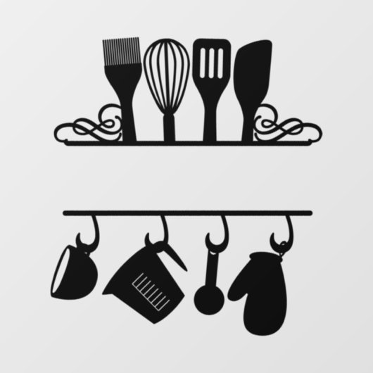 Maßgeschneiderte Split Baking Monogramm Fensteraufkleber (Blatt)