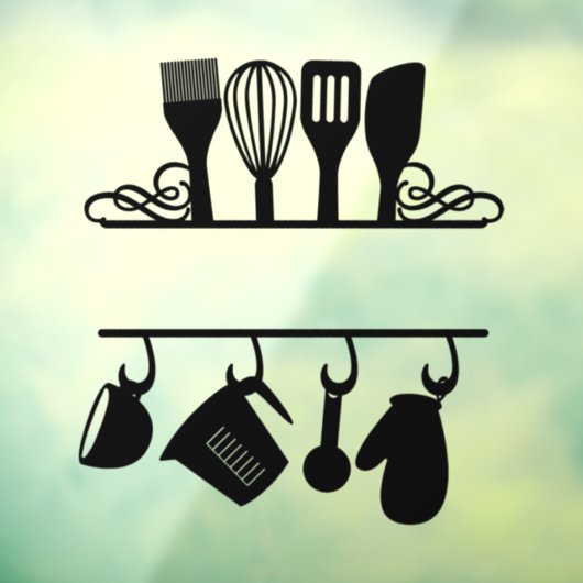 Maßgeschneiderte Split Baking Monogramm Fensteraufkleber (Blatt 3)