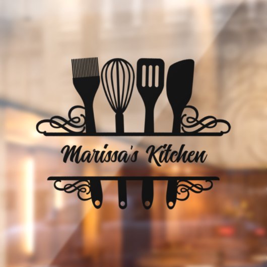 Maßgeschneiderte Split Kitchen Monogramm Fensteraufkleber (Blatt 2)