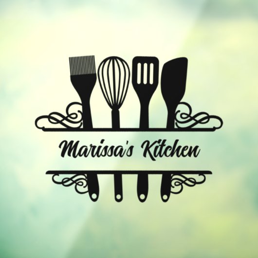 Maßgeschneiderte Split Kitchen Monogramm Fensteraufkleber (Blatt 3)