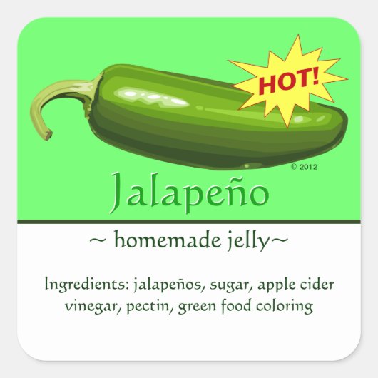 Maßgeschneiderte Square Jalapeño Stickers (Vorderseite)