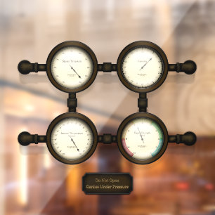 Maßgeschneiderte Steampunkmeter- und -messgeräte Fensteraufkleber