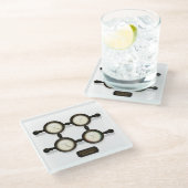 Maßgeschneiderte Steampunkmeter- und -messgeräte Glasuntersetzer (Schrägansicht)