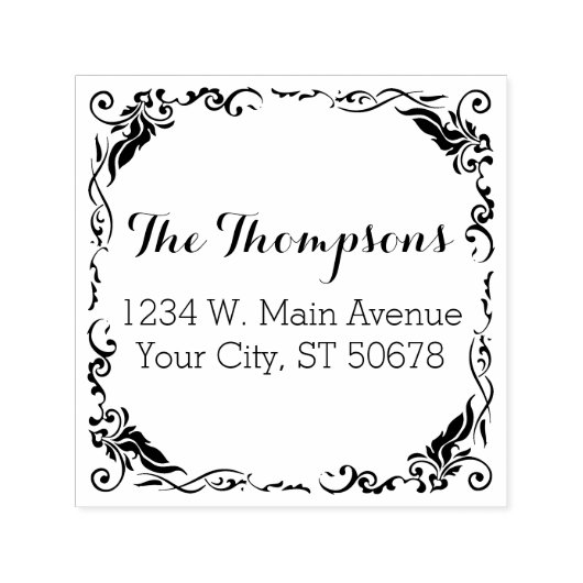 Maßgeschneiderte, stilvolle Ornamentik-Blumengrenz Permastempel (Design)